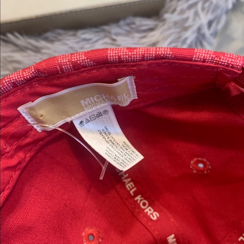 🌹Michael Kors  • NWOT Coral Pink MK Logo Baseball Cap - Picture 7 of 10